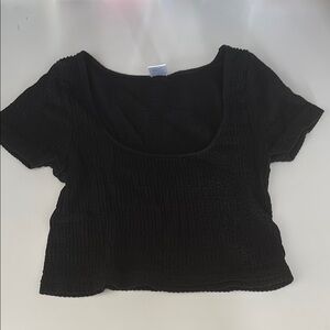 Black Fitted Crop Top with Short Sleeves